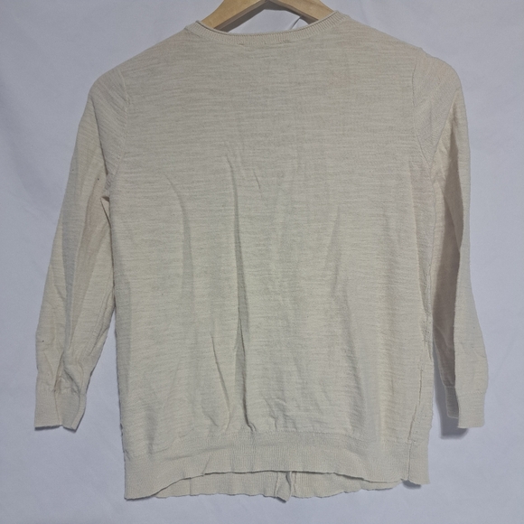 Ann Taylor Loft Womens S Button‎ Down Cardigan 3/4 Sleeve Ivory - Picture 5 of 6